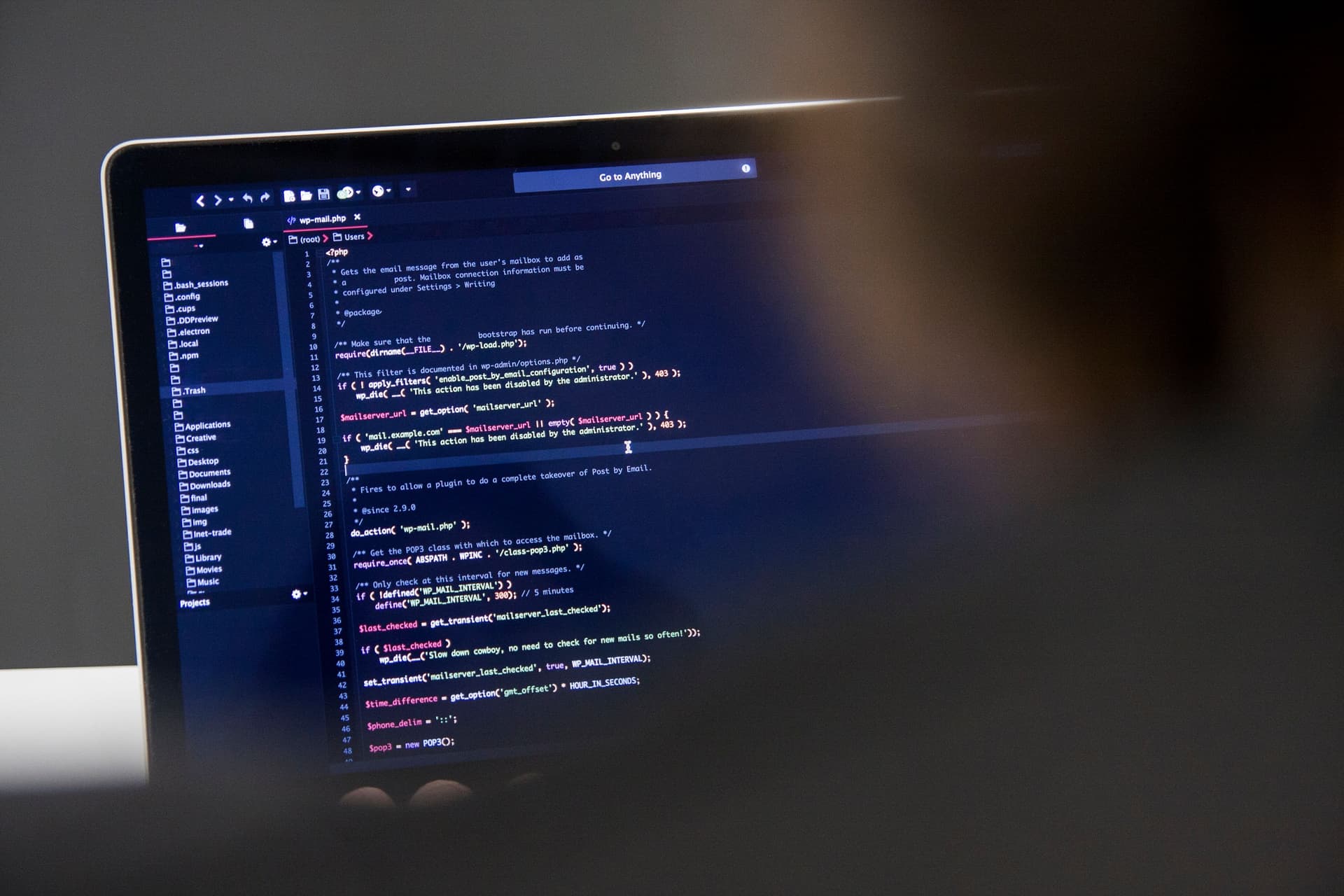 a screen showing codes